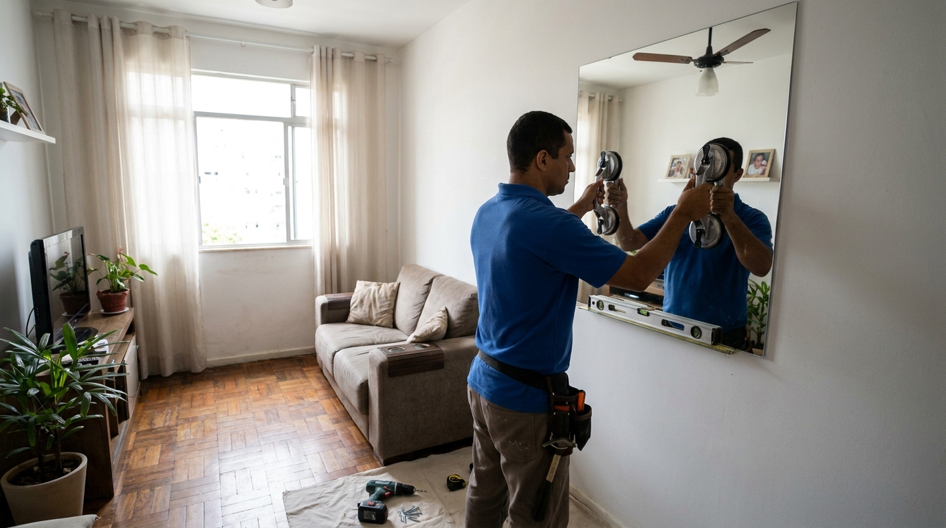 Espelho sob medida com parquet em Manaus-AM