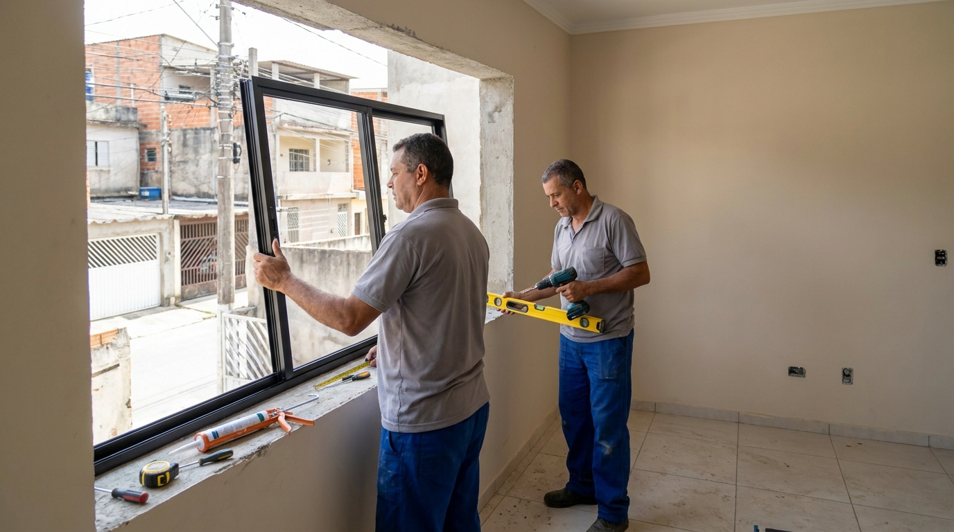 Esquadria de alumínio com vista para rua em Manaus-AM